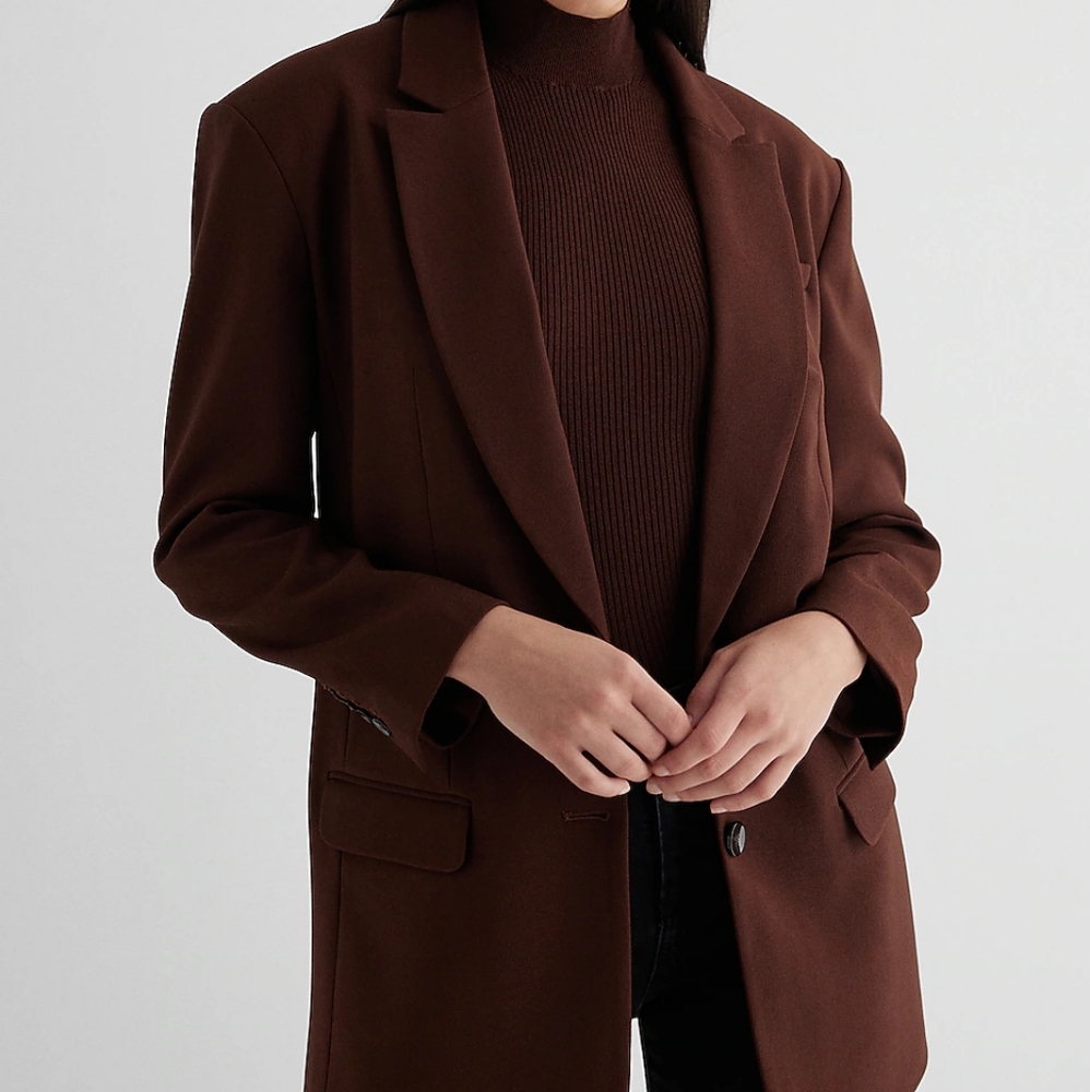 Rich Mocha Brown Oversized Boyfriend Blazer